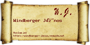 Windberger János névjegykártya